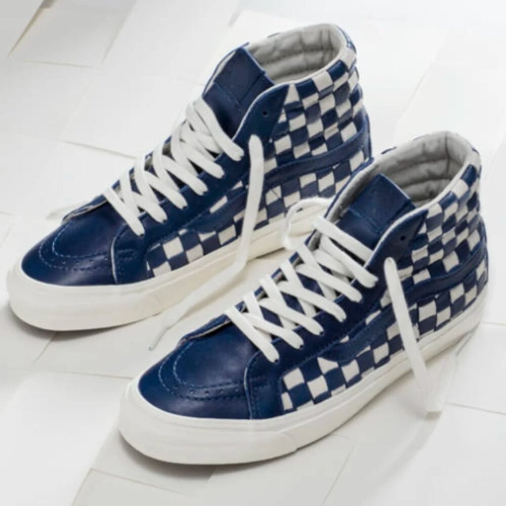 Vans Vault Sk8-Hi LX 50th Anniversary Checkered Leather Woven Men’s Size 9.5